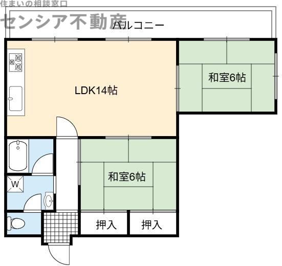 森田ビル(2LDK/3階)の間取り写真