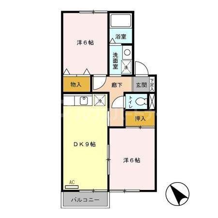 ドミールアルテミス(2DK/1階)の間取り写真