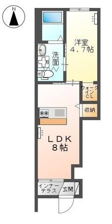 シャリテ(1LDK/1階)の間取り写真