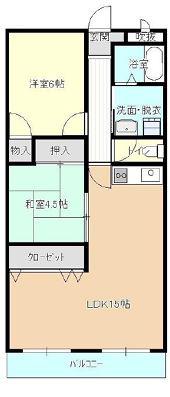 ヒカリハイツ・ドイ2号館(2LDK/3階)の間取り写真