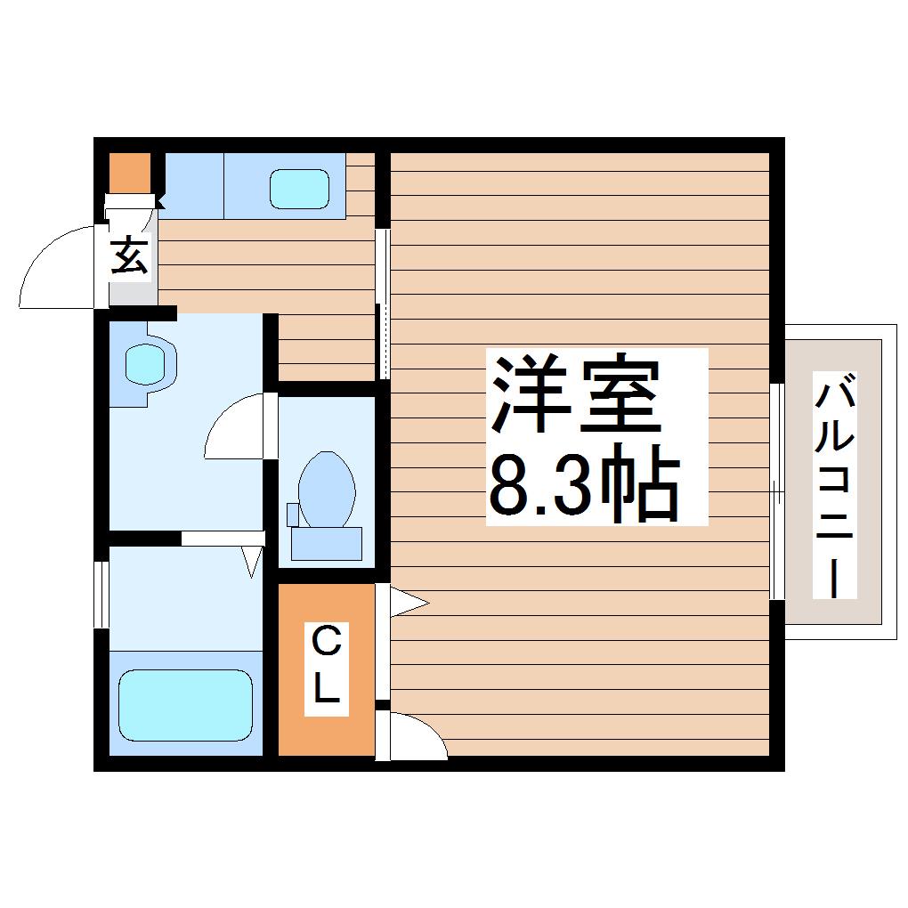 カーサ青葉(1K/1階)の間取り写真