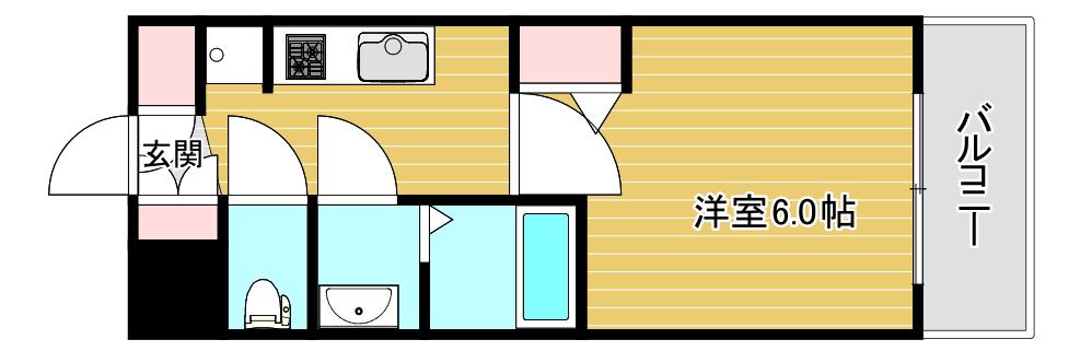 プレサンスドームシティ(1K/5階)の間取り写真