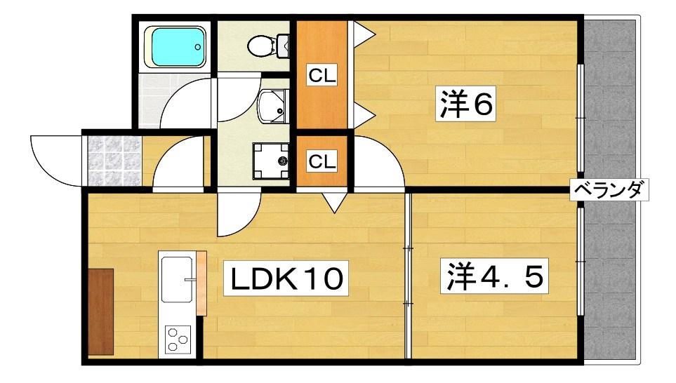 ウインド・ヒル香里I(2DK/3階)の間取り写真