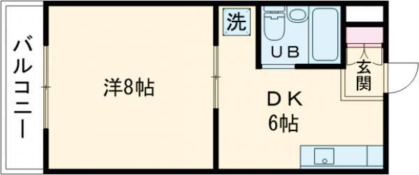 リバーハイツ今之浦II(1DK/2階)の間取り写真