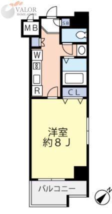 グランヴァンウエストヴィル町田(1K/5階)の間取り写真