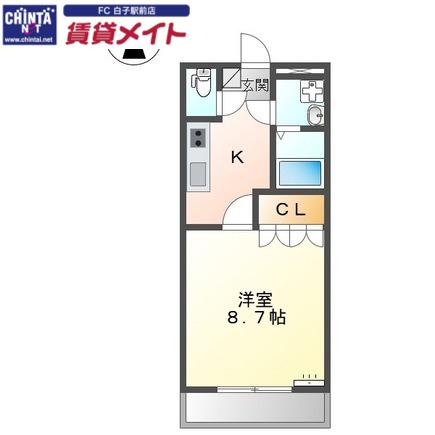 近鉄鈴鹿線 三日市駅 徒歩8分 2階建 築20年(1K/2階)の間取り写真