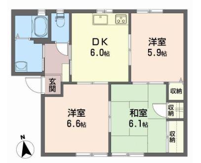シャーメゾン橋田 C棟(3DK/1階)の間取り写真