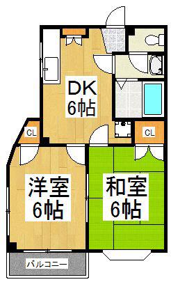 メゾンドレオ(2DK/4階)の間取り写真