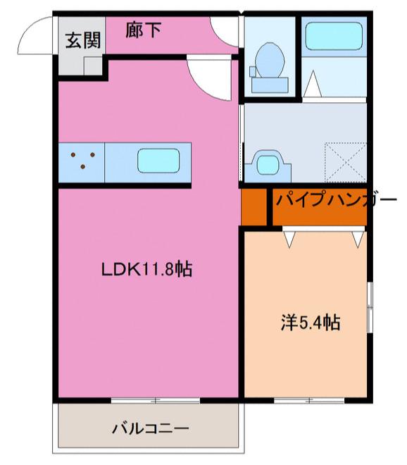 ハートフル結(1LDK/3階)の間取り写真