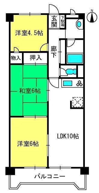 グランパレスダイトー(3LDK/1階)の間取り写真