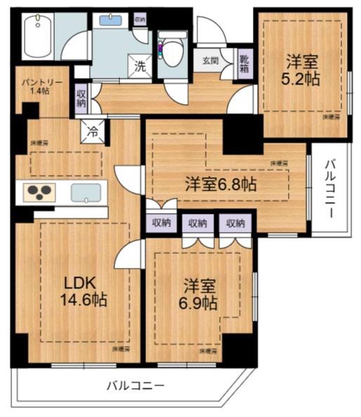 EVERGREEN(3LDK/7階)の間取り写真