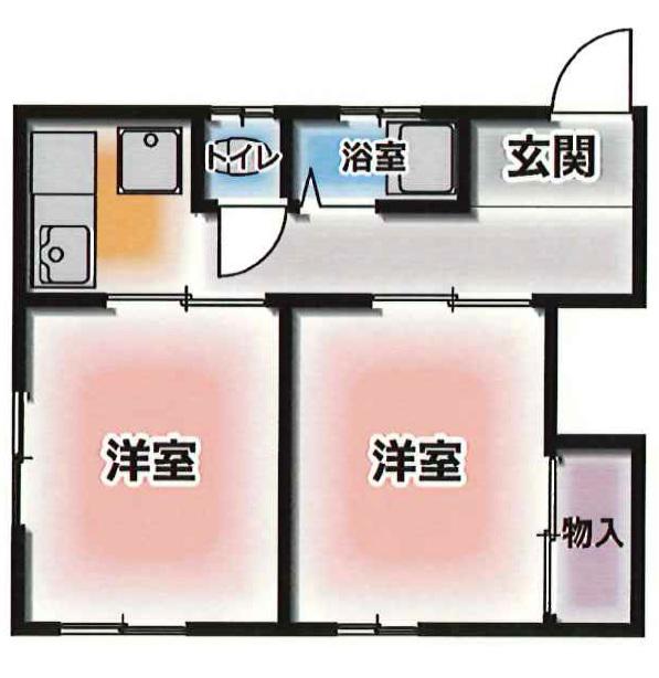 西上橘マンション1(2K/2階)の間取り写真
