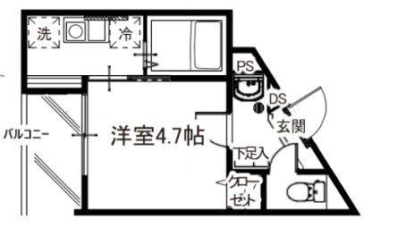 メルディア南元宿2丁目(1K/1階)の間取り写真