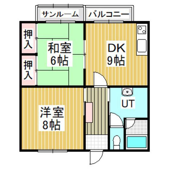 グランドハイツ新明C棟(2DK/4階)の間取り写真