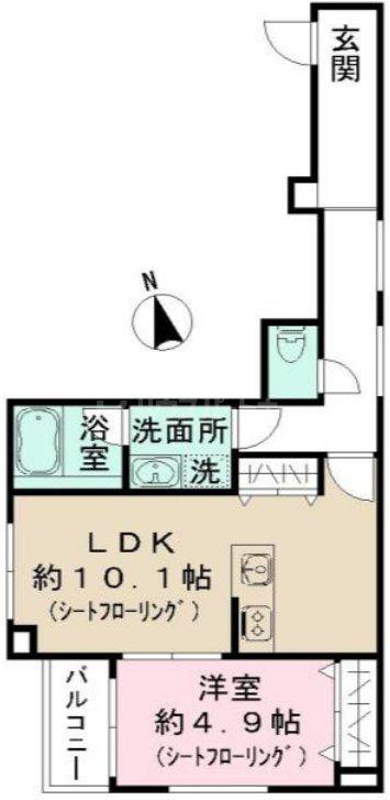 ミュール ノワール(1LDK/2階)の間取り写真