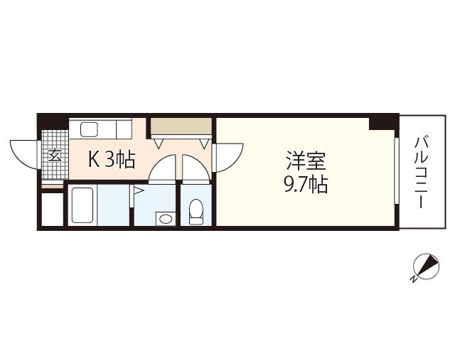 VILLA大原駅前(1K/7階)の間取り写真