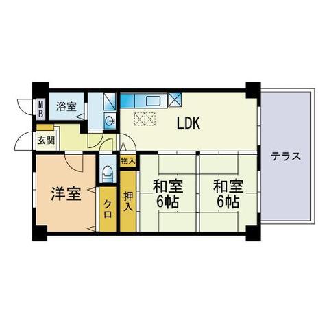 ヴェルジューヌ都府楼前(3LDK/1階)の間取り写真