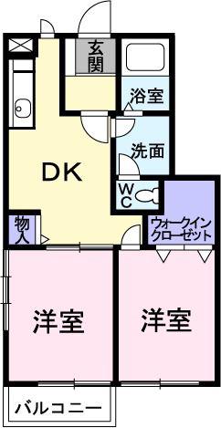 ア・ラ・モードOGURAJI(2DK/1階)の間取り写真