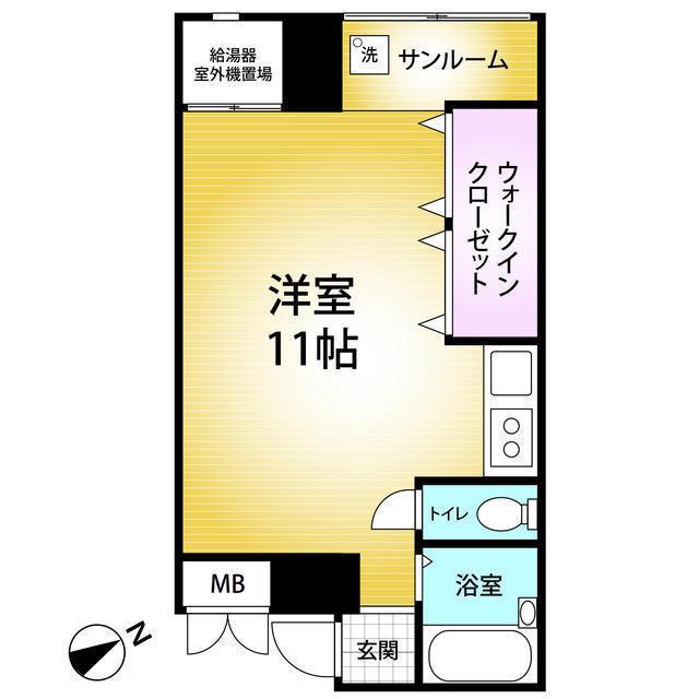 菊地マンション(ワンルーム/4階)の間取り写真