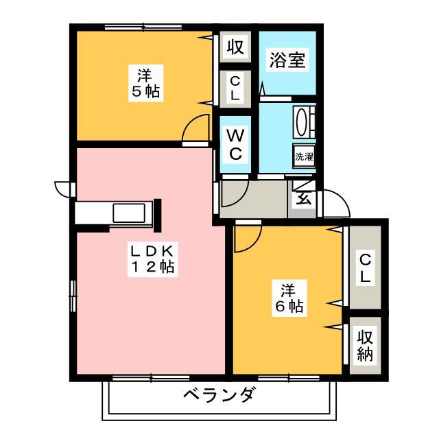 パークハイム・ベガ(2LDK/2階)の間取り写真