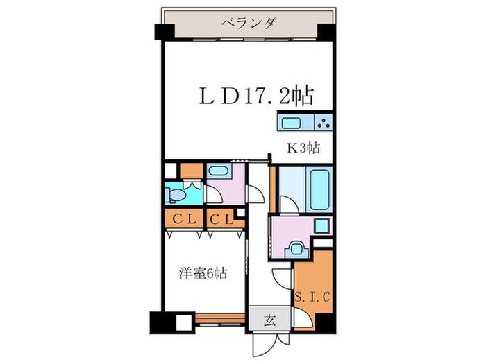 ES-GRANDE京都長岡天神(1LDK/2階)の間取り写真