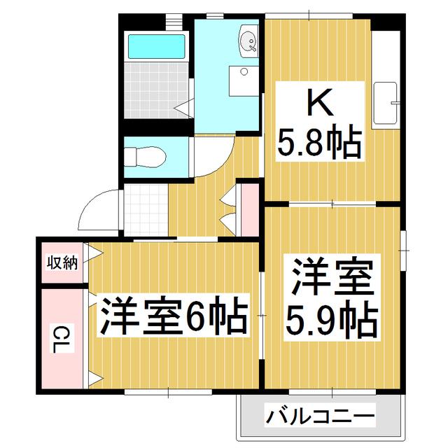 ベルコリーヌ783 B(2K/1階)の間取り写真