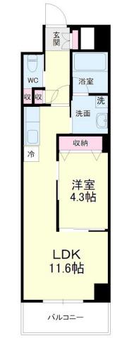 クラウドクレスト栄町(1LDK/4階)の間取り写真