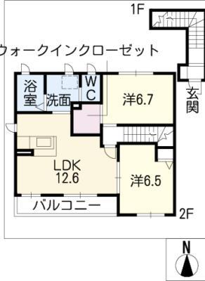 グレイスタニグチ(2LDK/2階)の間取り写真