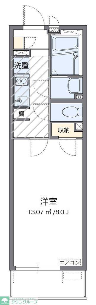 クレイノきよらか(1K/2階)の間取り写真
