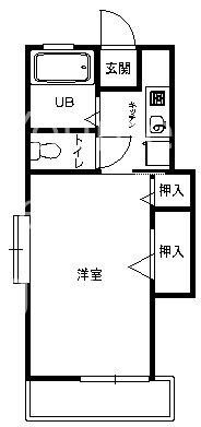 フリーフル善行坂(1K/2階)の間取り写真