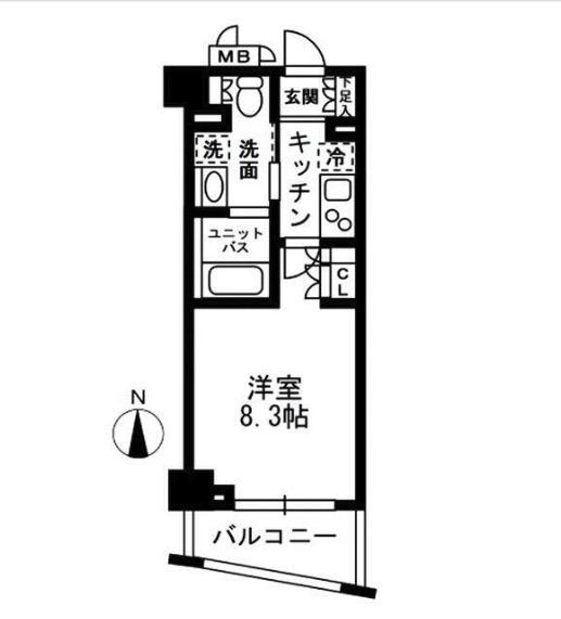 レジディア中落合A棟(1K/3階)の間取り写真