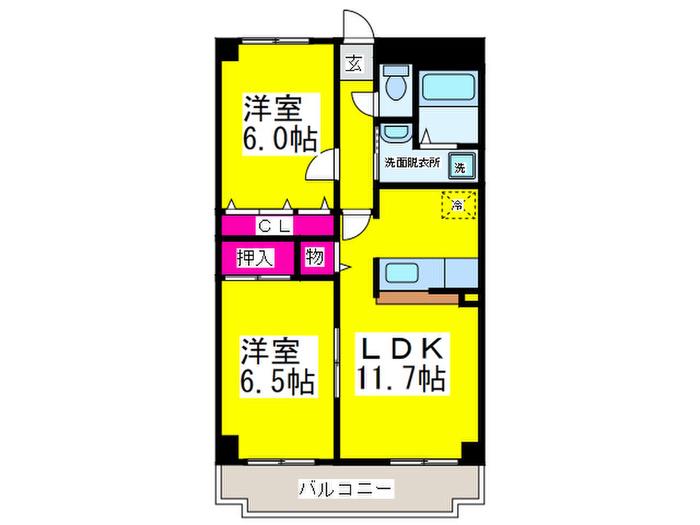 ラ・ポール北花田(2LDK/2階)の間取り写真