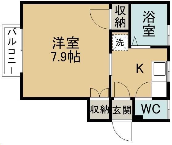グランデ東仙台(1K/1階)の間取り写真