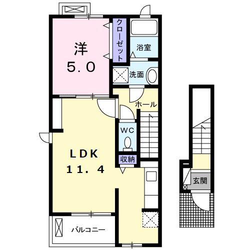 アイビーガーデン(1LDK/2階)の間取り写真