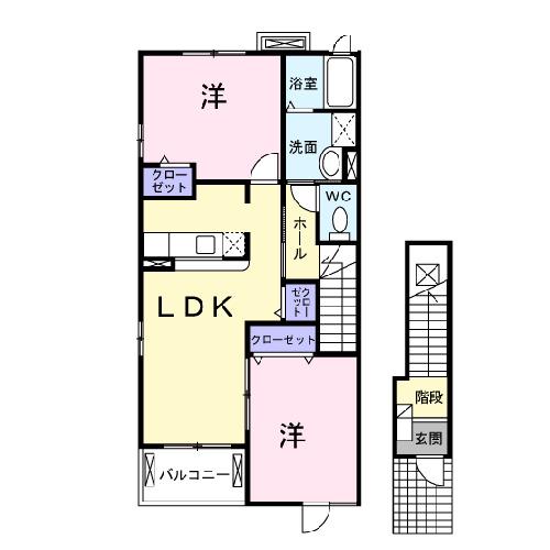 ウエストピークIV(2LDK/2階)の間取り写真