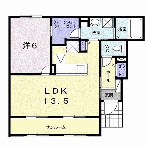 レット・イット・ビィ2(1LDK/1階)の間取り写真