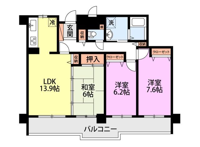 サーム上所(3LDK/5階)の間取り写真