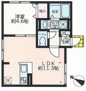 ISOLA A棟(1LDK/1階)の間取り写真