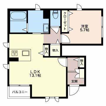 シャーメゾン ル シエル(1LDK/1階)の間取り写真