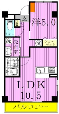 サウス HALE(1LDK/2階)の間取り写真