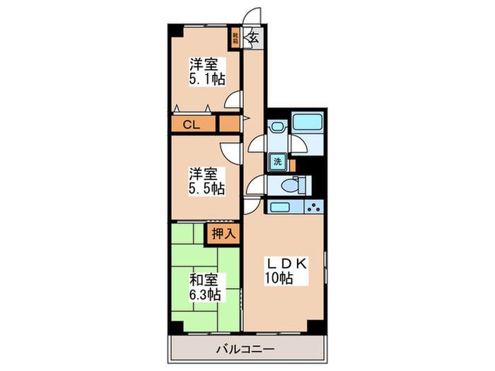 ベルデュール鷺沼(3LDK/2階)の間取り写真