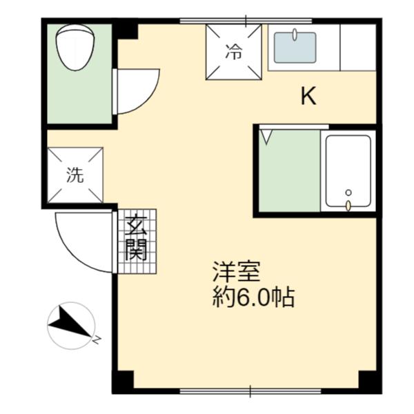 アオヤギビル(ワンルーム/2階)の間取り写真