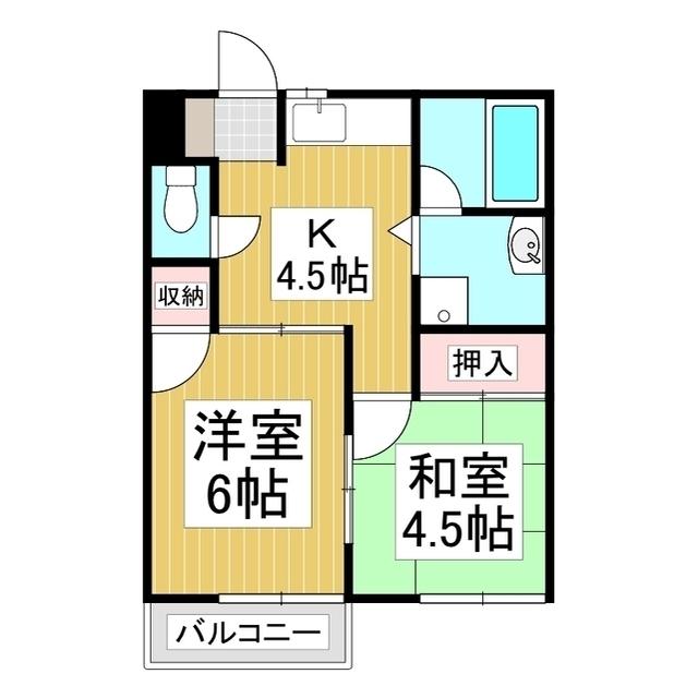林ハイツ(2K/2階)の間取り写真