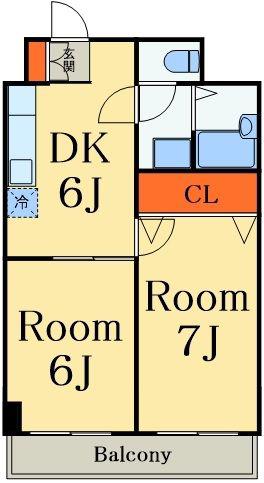 ルシェール21(2DK/3階)の間取り写真