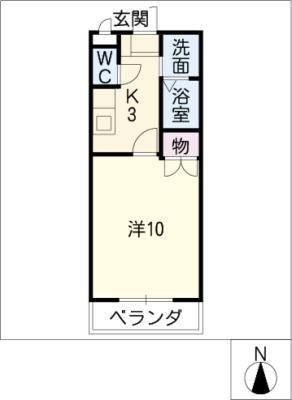メープルハウス(1K/4階)の間取り写真