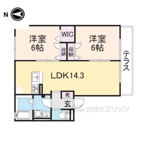 ベルク・フェルトA(2LDK/1階)の間取り写真