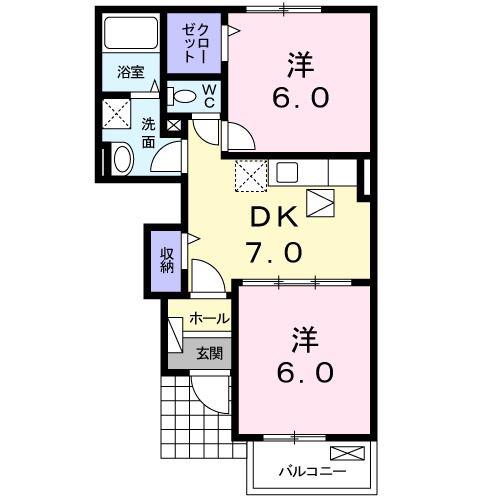 SERENO CASA(2DK/1階)の間取り写真