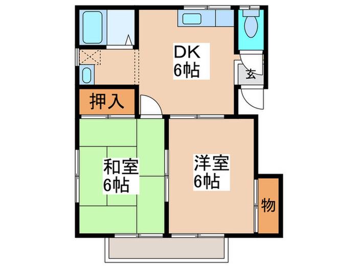 ラ・メール(2DK/2階)の間取り写真