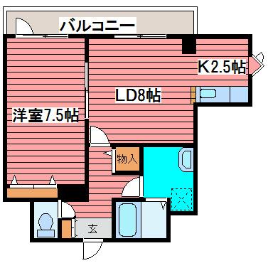 KISSIN12(1LDK/3階)の間取り写真