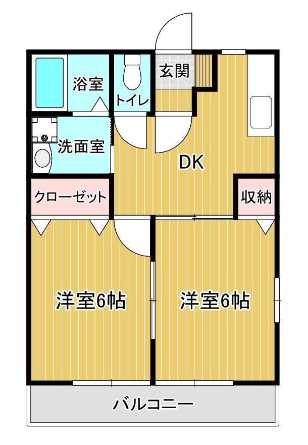 フラッツA(2DK/2階)の間取り写真